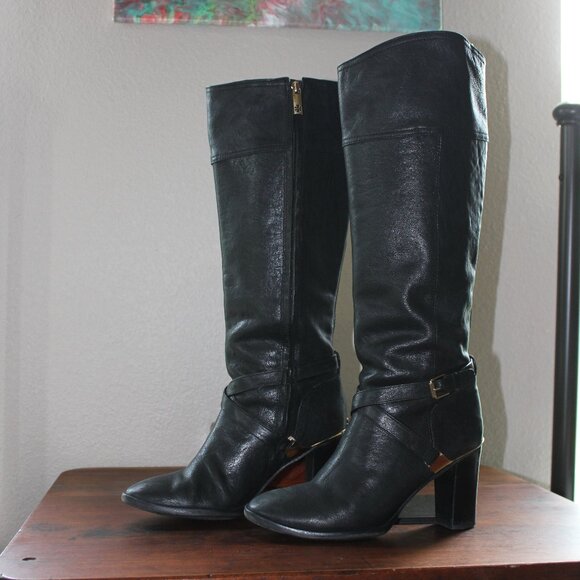Tory Burch Shoes - Tory Burch Livingston Black Leather Boots Size 10